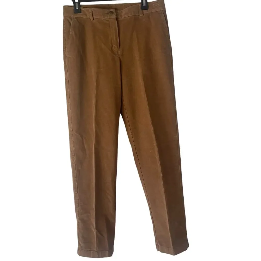 L.L. Bean Women's Size 6 Tall Tan Corduroy Academia Fall Straight Leg Pants‎